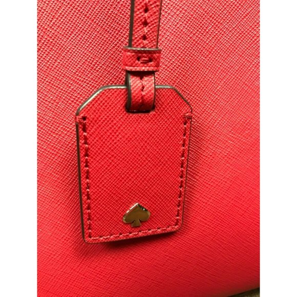 New NWT Kate Spade Red Leather Handbag Cameron Chili w/ Strap 13x10" - Picture 3 of 12